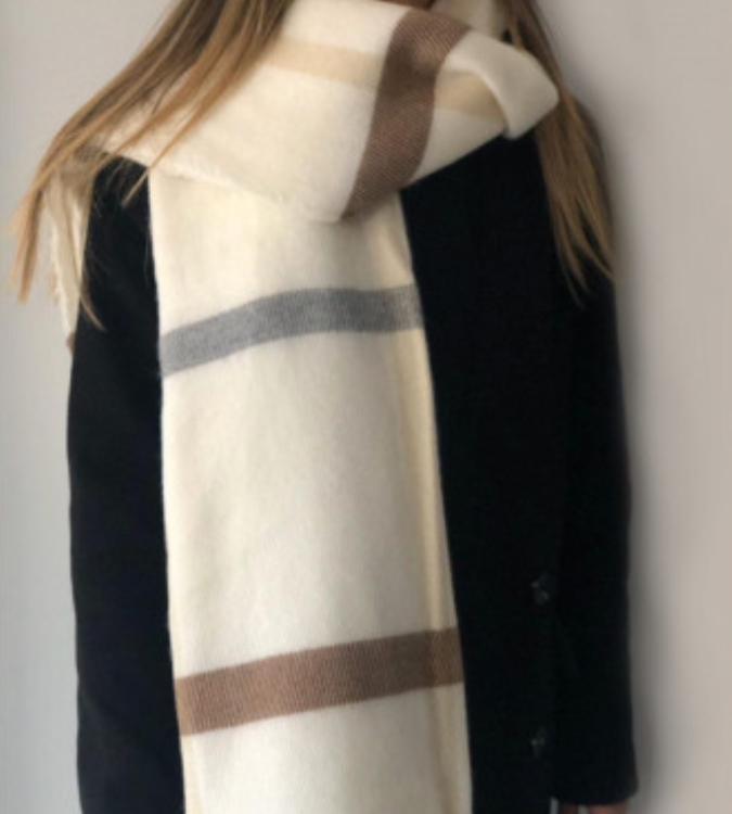 Women's Beige Plaid Scarf